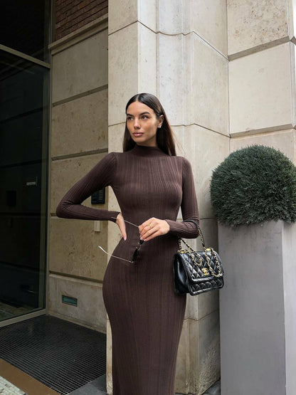 Priviett - Long sleeved striped sweater dress