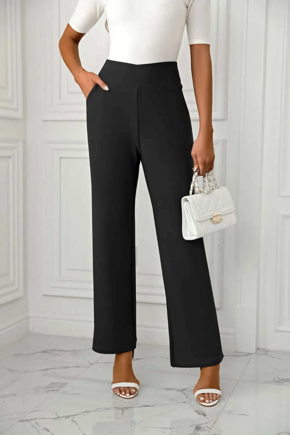 Priviett - Casual High Waisted Straight Pants