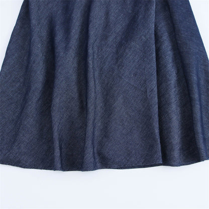 Priviett - Hanging neck collar long denim dress