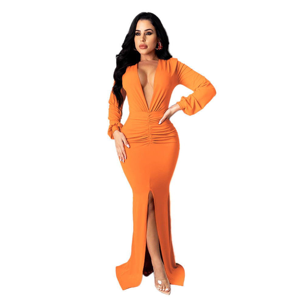 Priviett -  V-neck Slim-fit Nightclub Dress