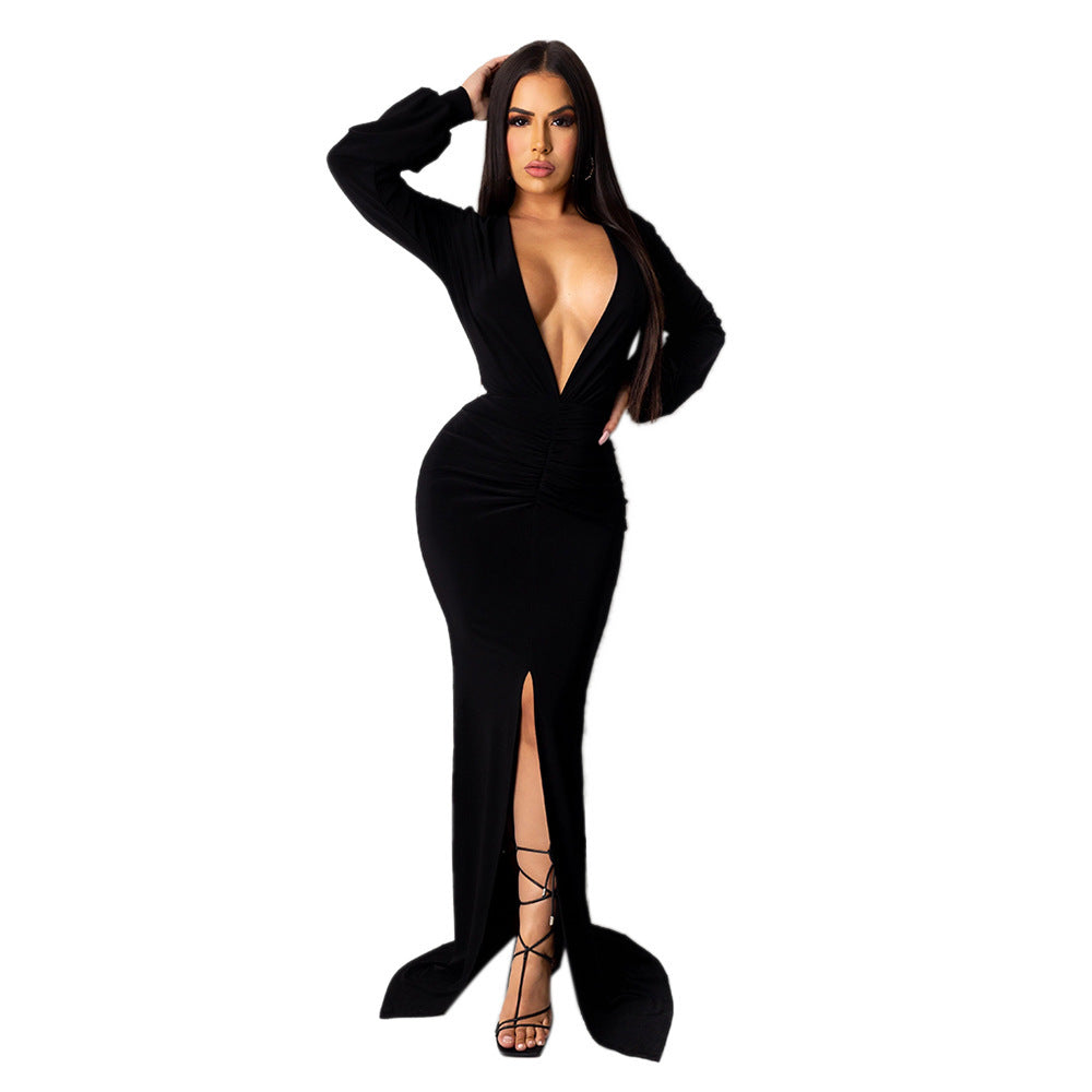 Priviett -  V-neck Slim-fit Nightclub Dress