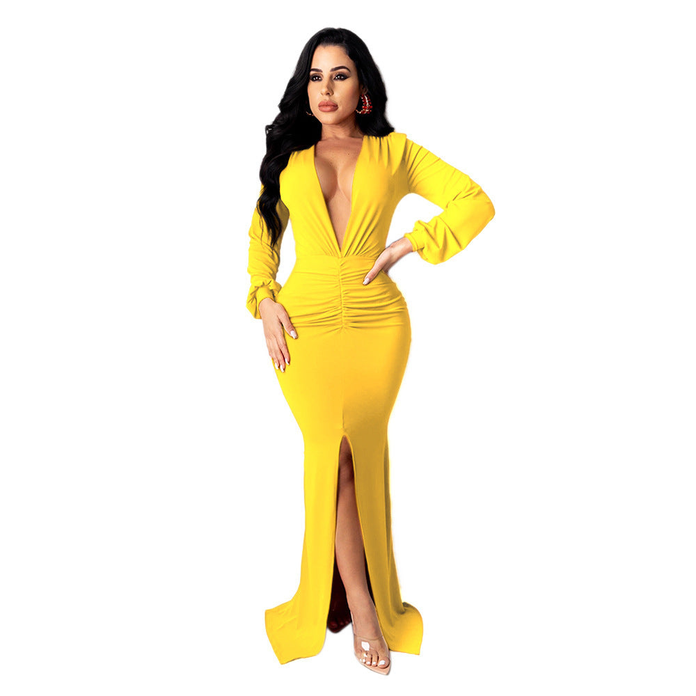 Priviett -  V-neck Slim-fit Nightclub Dress