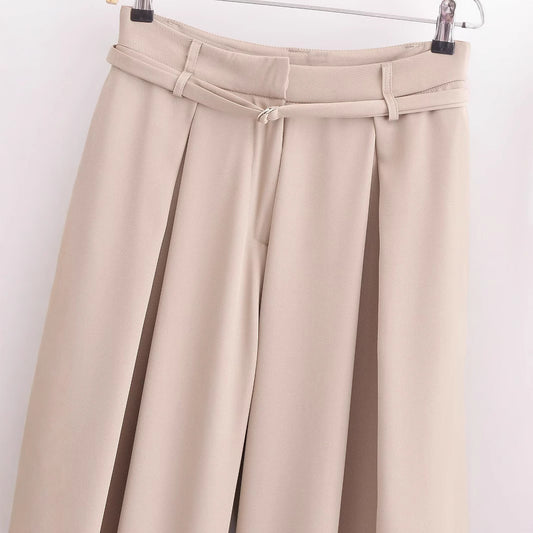 Priviett - waist belt wide leg pants