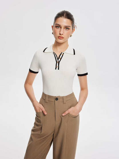 Contrast Trim Button Detail Polo