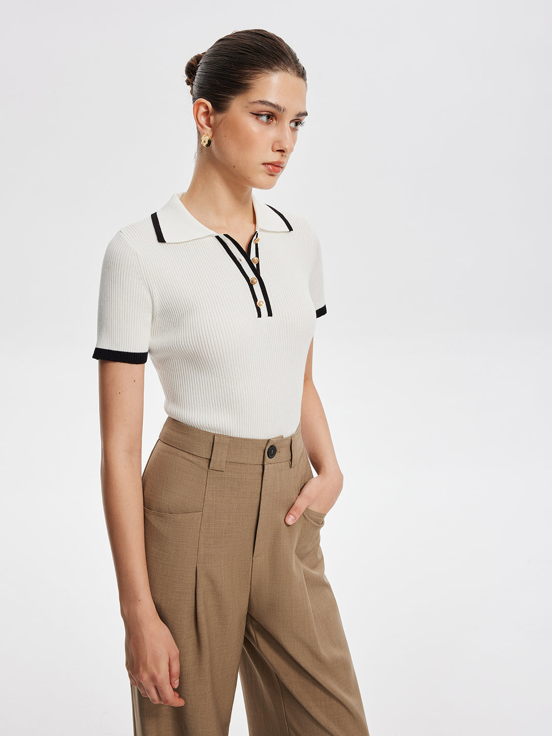 Contrast Trim Button Detail Polo