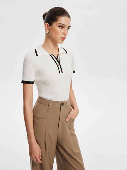 Contrast Trim Button Detail Polo