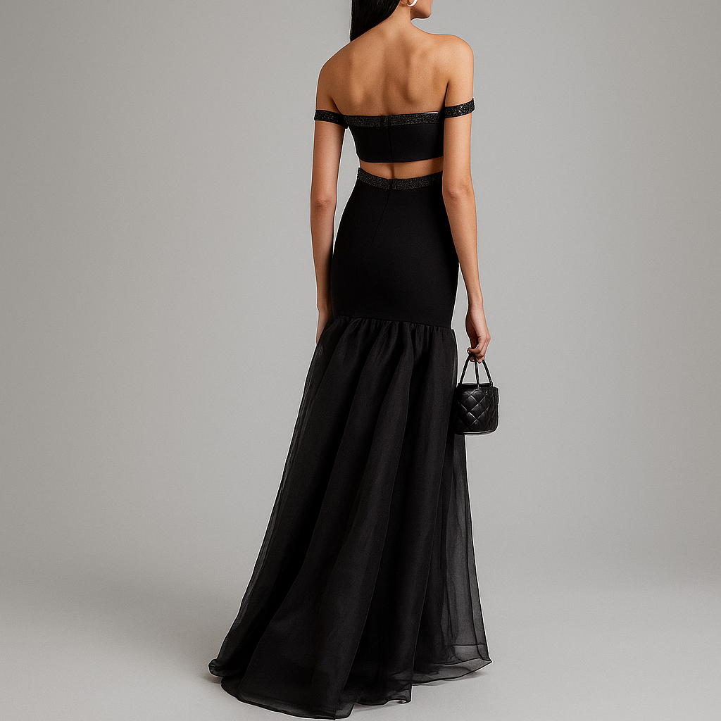 Priviett - One shoulder fishtail evening dress