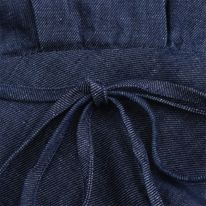 Priviett - Hanging neck collar long denim dress